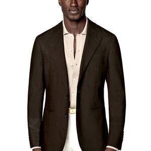 SUITSUPPLY Havana US 42S suit Dark brown 2 Piece 4ply wool.